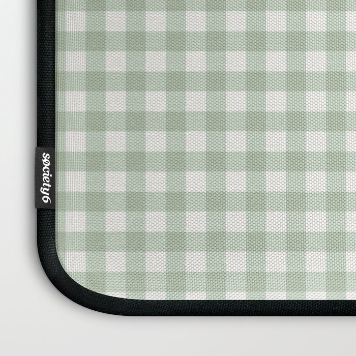 Gingham Plaid Pattern - Sage Green Laptop Sleeve Gallery Image 3