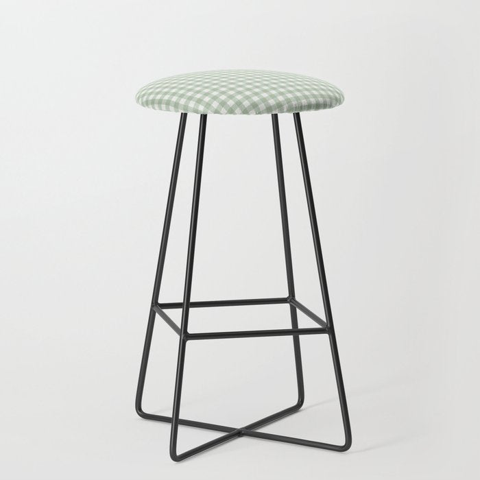Gingham Plaid Pattern - Sage Green Stool Gallery Image 1
