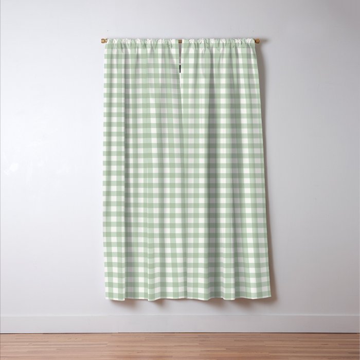 Gingham Plaid Pattern - Sage Green Window Curtain Gallery Image 3