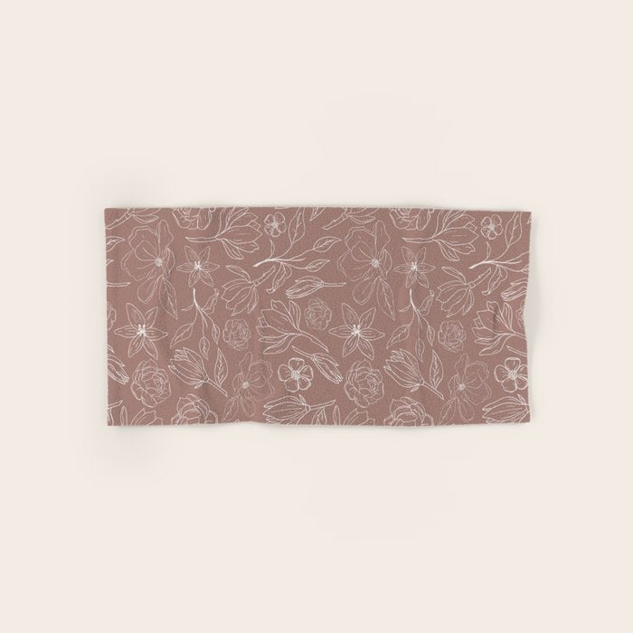 Mauve Magnolia Pattern Bath Towel Gallery Image 1