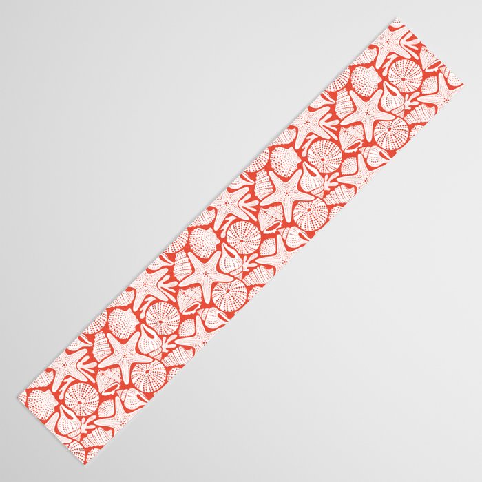 Ocean Floor Nautical Shells Red Table Runner Gallery Image 3