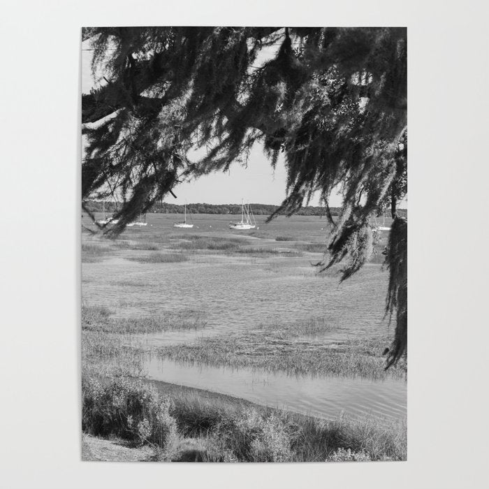 Beaufort South Carolina Spanish Moss and Sailboats Photography Poster Gallery Image 1