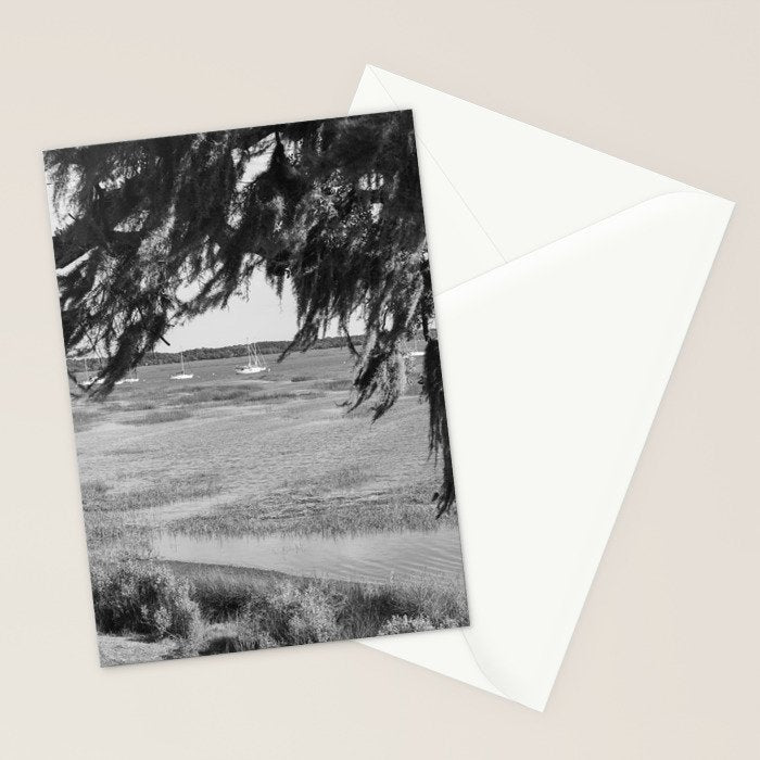 Beaufort South Carolina Spanish Moss and Sailboats Photography Stationery Card Gallery Image 2