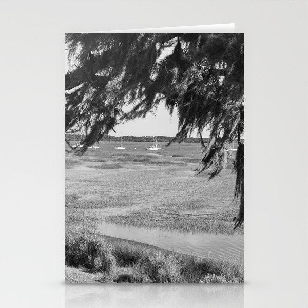 Beaufort South Carolina Spanish Moss and Sailboats Photography Stationery Card Gallery Image 2