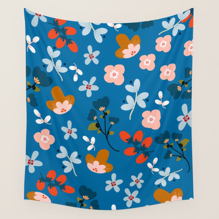 Folk floral Wall Tapestry Gallery Image 1