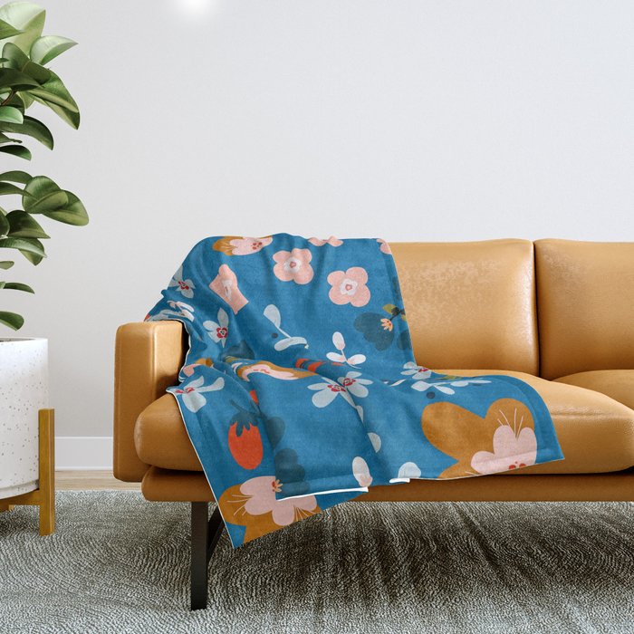 Folk floral Throw Blanket Gallery Image 1