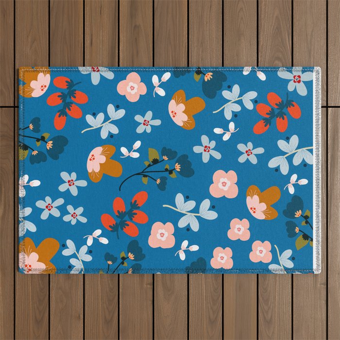 Folk floral Outdoor Rug Gallery Image 1