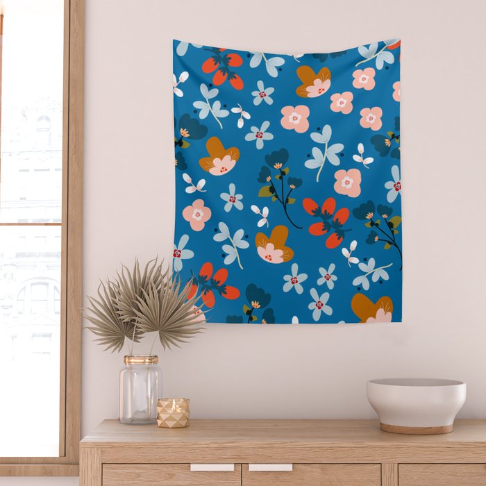 Folk floral Wall Tapestry Gallery Image 2