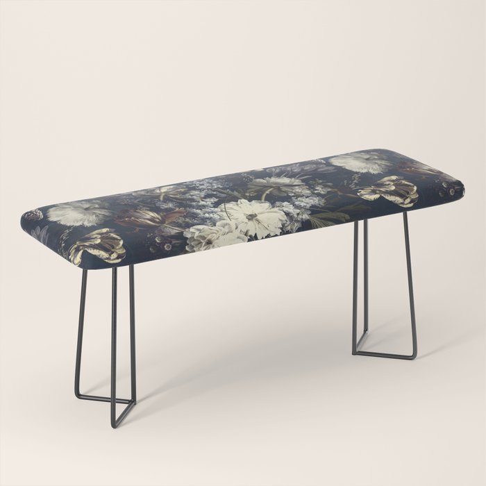 Antique Blue Moonlight Midnight Baroque Flower Garden Bench Gallery Image 1