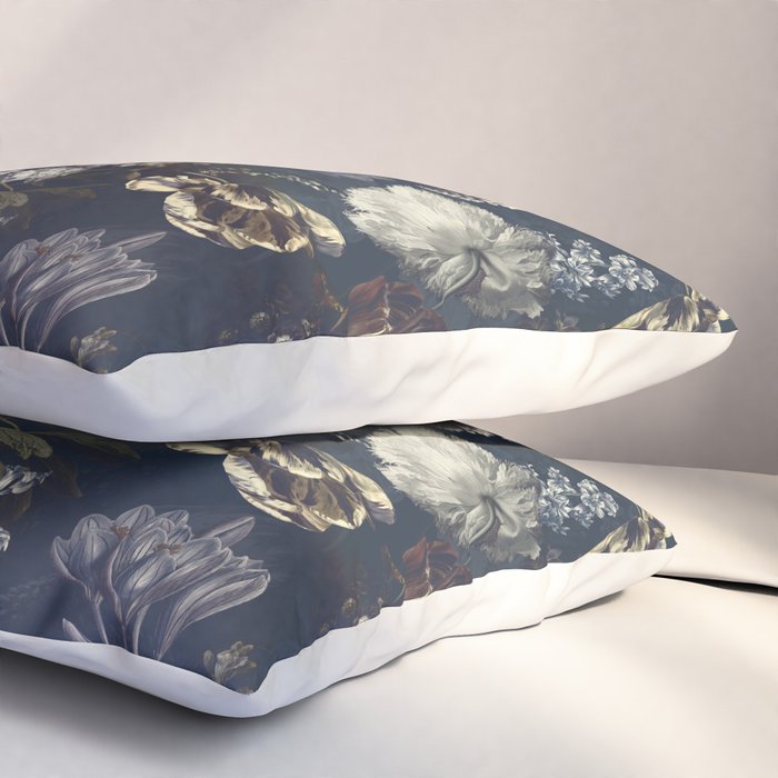 Antique Blue Moonlight Midnight Baroque Flower Garden Pillow Sham Gallery Image 3