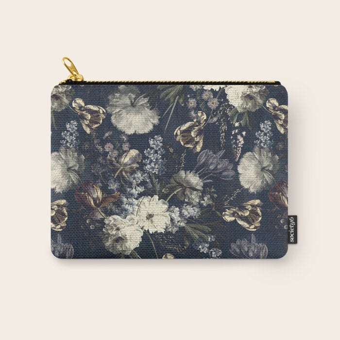 Antique Blue Moonlight Midnight Baroque Flower Garden Carry All Pouch Gallery Image 1