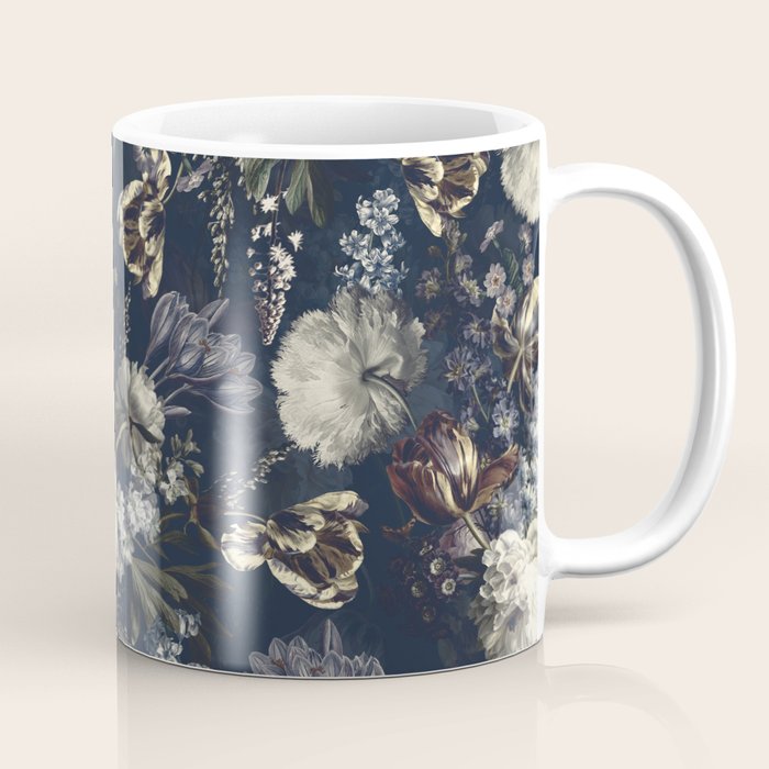Antique Blue Moonlight Midnight Baroque Flower Garden Coffee Mug Gallery Image 1