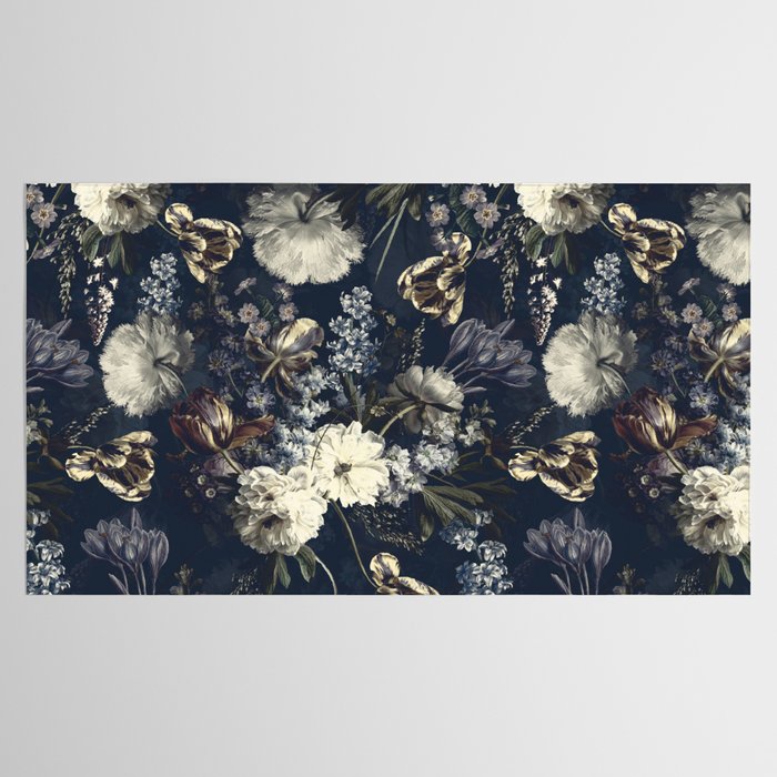 Antique Blue Moonlight Midnight Baroque Flower Garden Tablecloth Gallery Image 2
