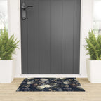 Antique Blue Moonlight Midnight Baroque Flower Garden Welcome Mat Gallery Image 3