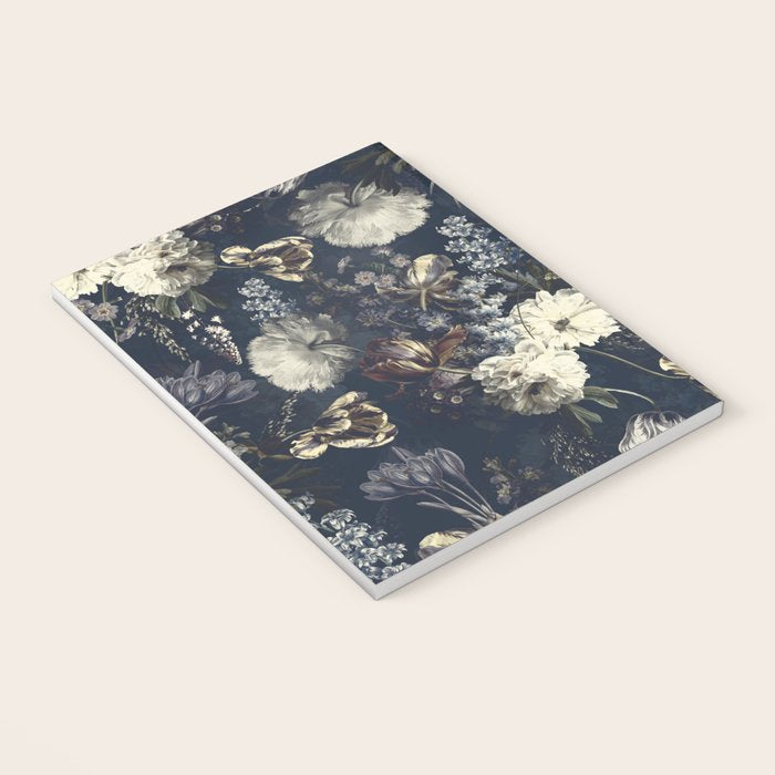 Antique Blue Moonlight Midnight Baroque Flower Garden Notebook Gallery Image 3