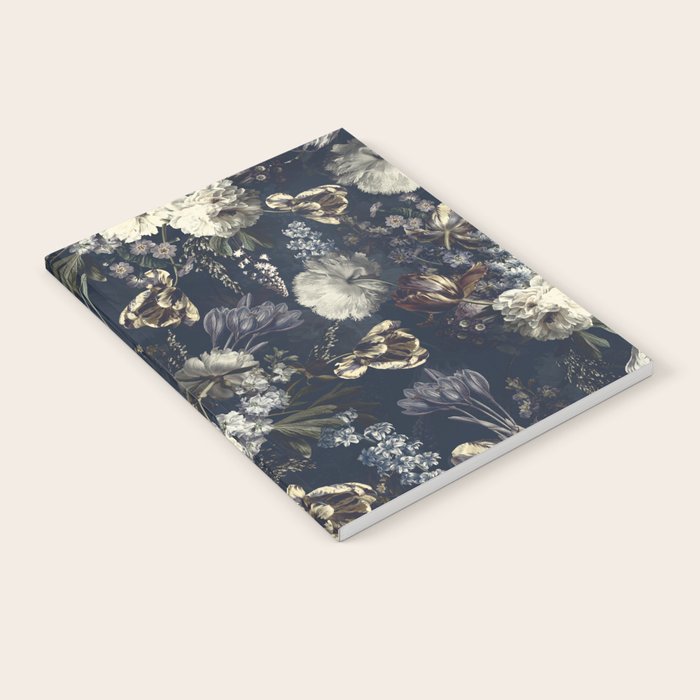 Antique Blue Moonlight Midnight Baroque Flower Garden Notebook Gallery Image 2