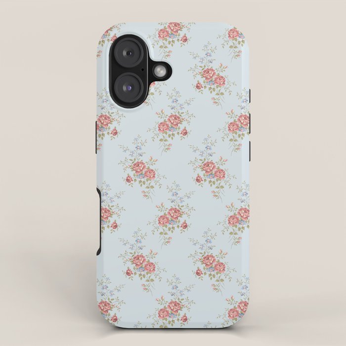 Vintage French Flower Blue Large iPhone Case Gallery Image 1