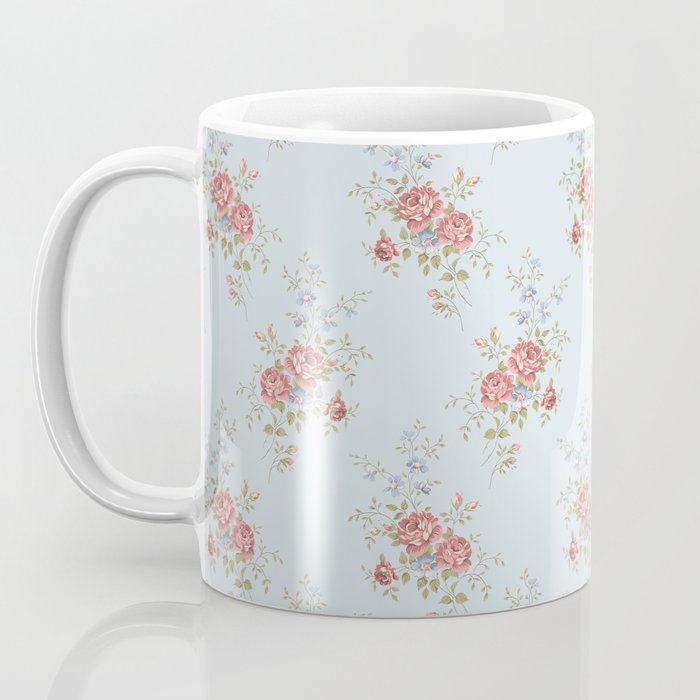 Vintage French Flower Blue Large Coffee Mug Gallery Image 3