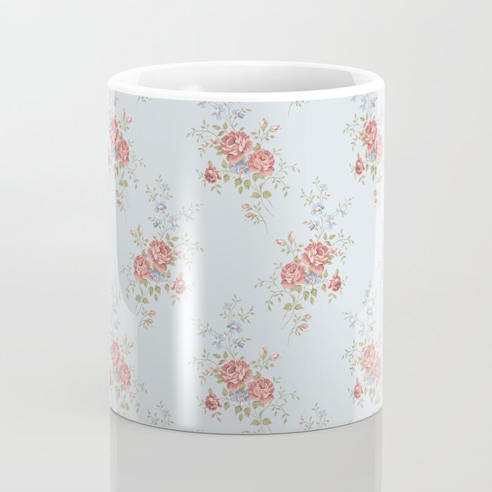 Vintage French Flower Blue Large Coffee Mug Gallery Image 4