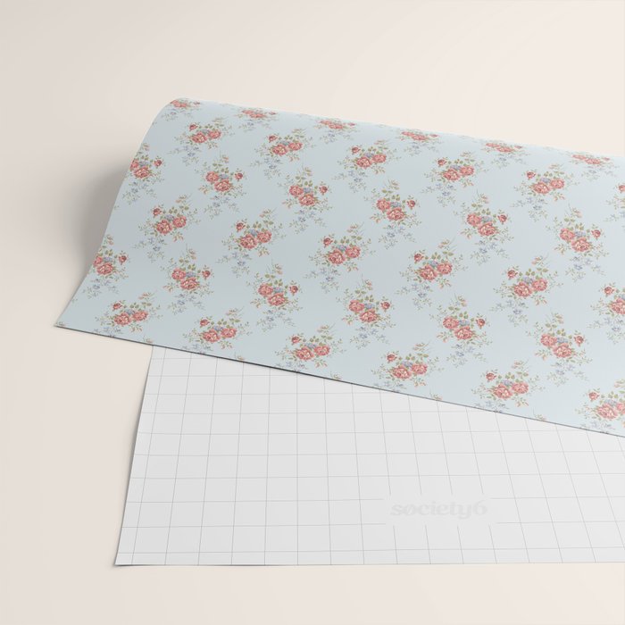 Vintage French Flower Blue Large Wrapping Paper Gallery Image 2