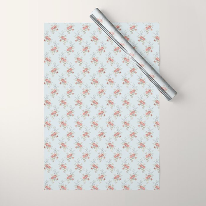 Vintage French Flower Blue Large Wrapping Paper Gallery Image 1