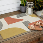 Abstract Lines Composition - Gold Orange Brown Outdoor Rug Gallery Image 2