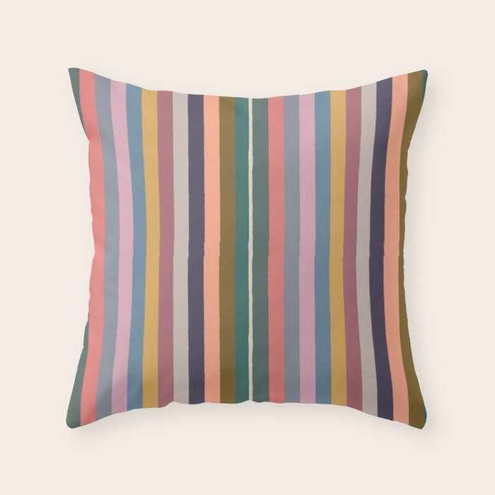 Muted Color Stripes of Joy Throw Pillow Gallery Image 6