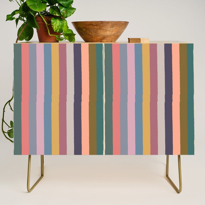 Muted Color Stripes of Joy Credenza Gallery Image 1