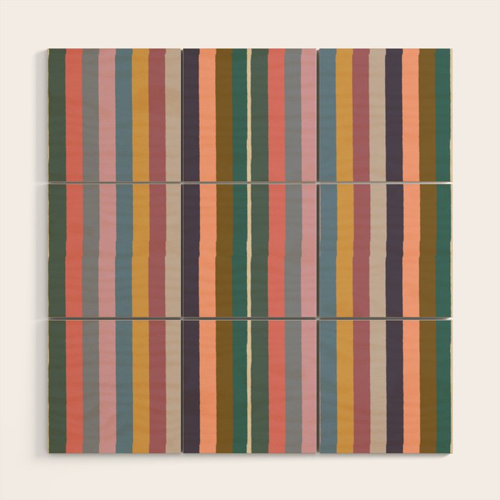 Muted Color Stripes of Joy Wood Wall Art Gallery Image 1