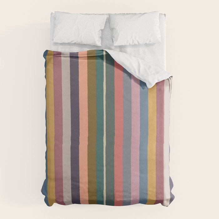 Muted Color Stripes of Joy Duvet Cover Gallery Image 1