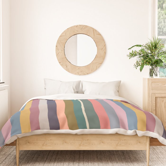 Muted Color Stripes of Joy Duvet Cover Gallery Image 3
