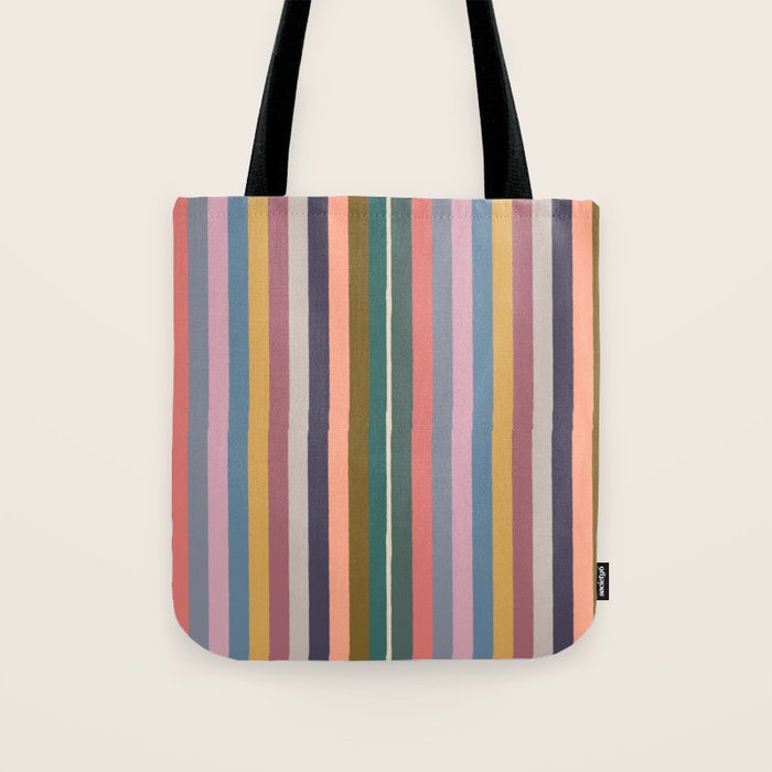 Muted Color Stripes of Joy Tote Bag Gallery Image 1