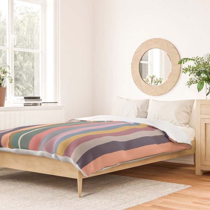 Muted Color Stripes of Joy Duvet Cover Gallery Image 2