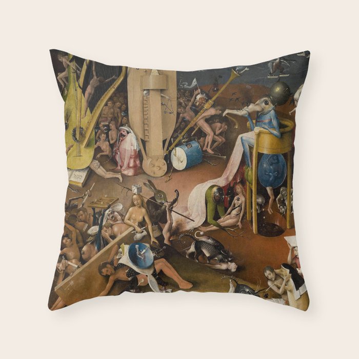 Visions of Hell by Heironymus Bosch Throw Pillow Gallery Image 1