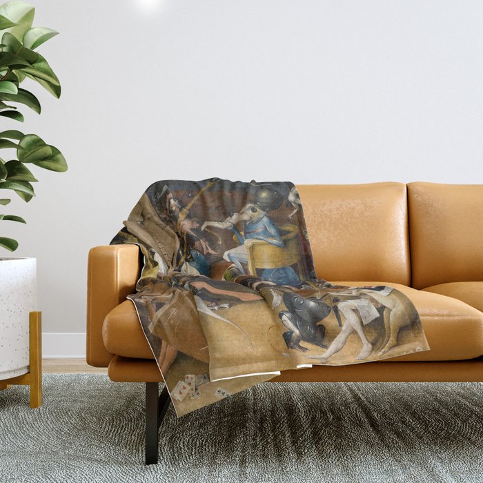 Visions of Hell by Heironymus Bosch Throw Blanket Gallery Image 1