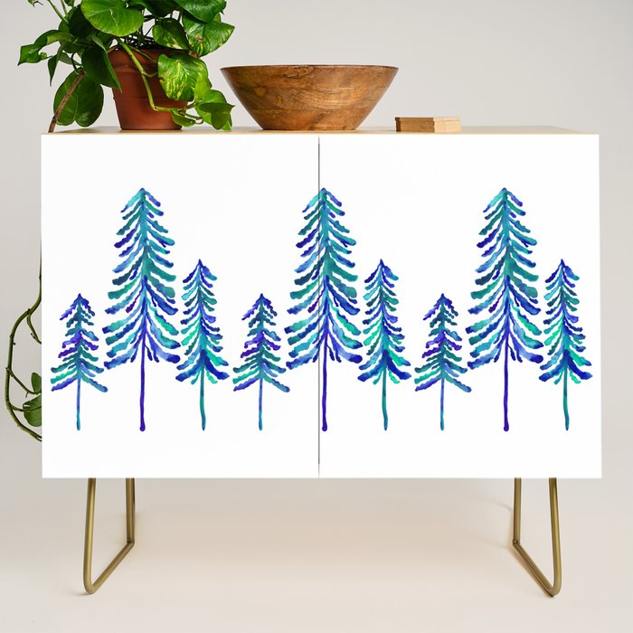 Pine Trees - Navy & Turquoise Palette Credenza Gallery Image 1