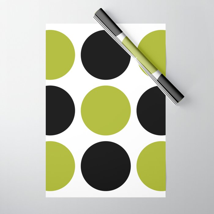 Mid Century Modern Scandinavian Decor Black and Chartreuse Wrapping Paper Gallery Image 1