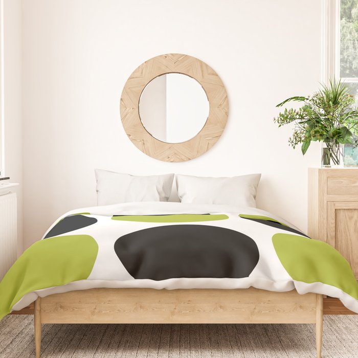 Mid Century Modern Scandinavian Decor Black and Chartreuse Duvet Cover Gallery Image 3