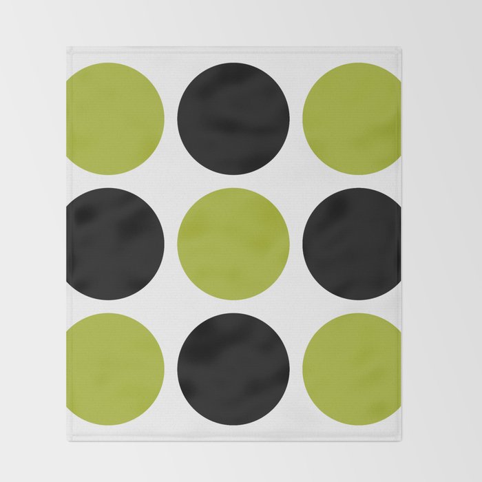 Mid Century Modern Scandinavian Decor Black and Chartreuse Throw Blanket Gallery Image 2