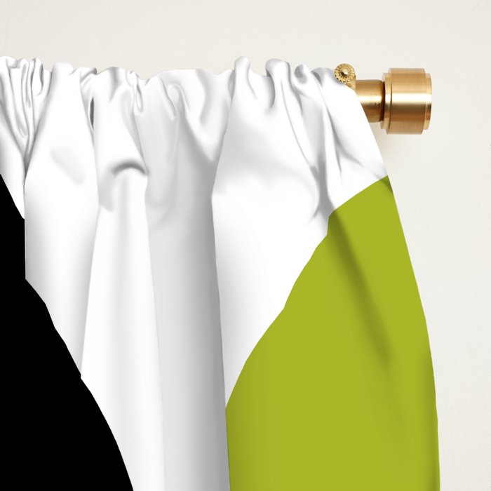 Mid Century Modern Scandinavian Decor Black and Chartreuse Window Curtain Gallery Image 2
