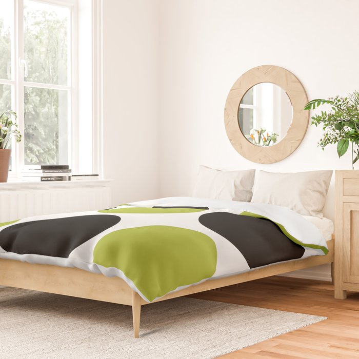 Mid Century Modern Scandinavian Decor Black and Chartreuse Duvet Cover Gallery Image 2