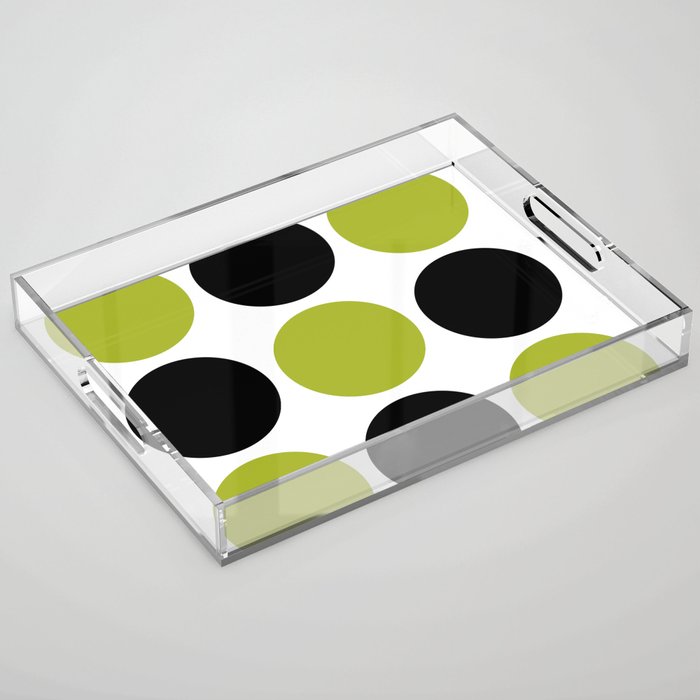 Mid Century Modern Scandinavian Decor Black and Chartreuse Acrylic Tray Gallery Image 1