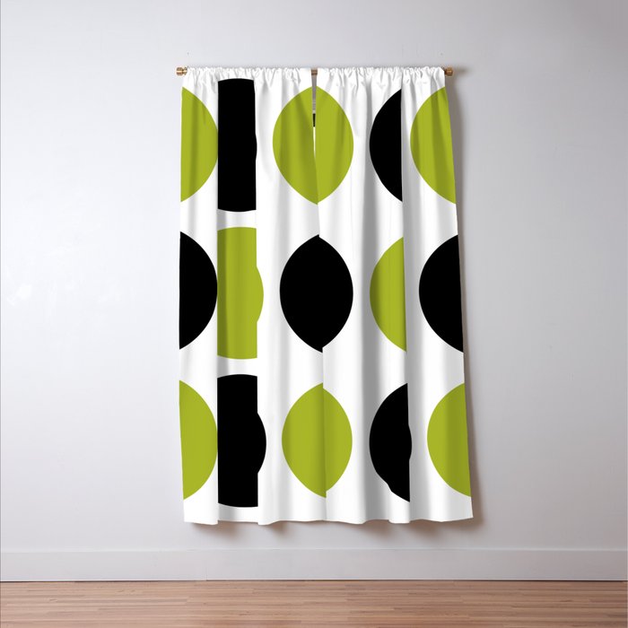 Mid Century Modern Scandinavian Decor Black and Chartreuse Window Curtain Gallery Image 3