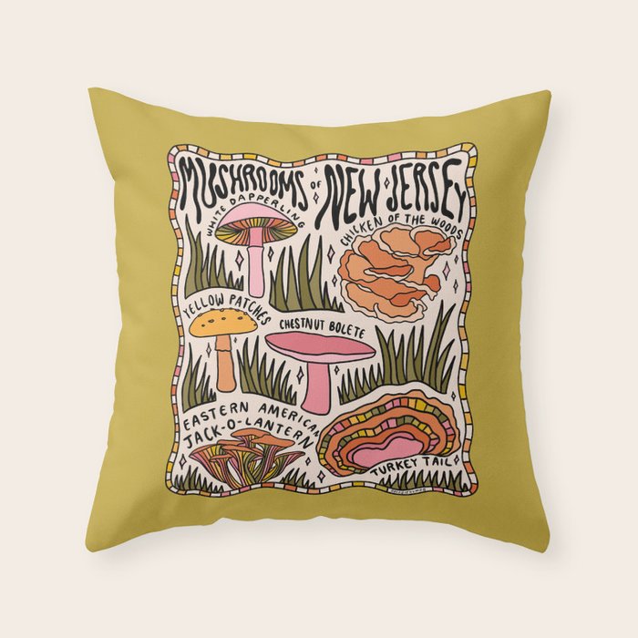 Mushrooms of New Jersey Throw Pillow Gallery Image 6