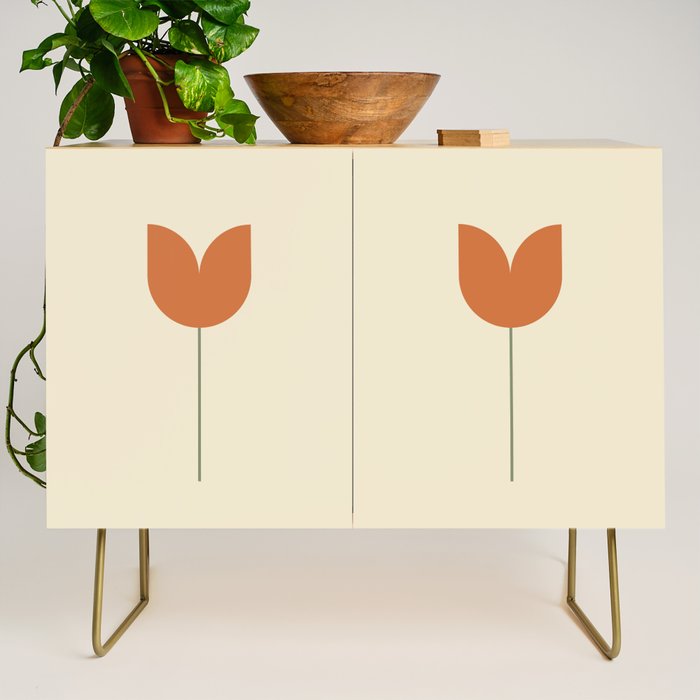 Vintage Tulip Minimalism - Red Credenza Gallery Image 1