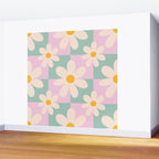Daisy checkered pattern - Lilac and turquoise  Wall Mural Gallery Image 2