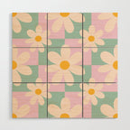Daisy checkered pattern - Lilac and turquoise  Wood Wall Art Gallery Image 1