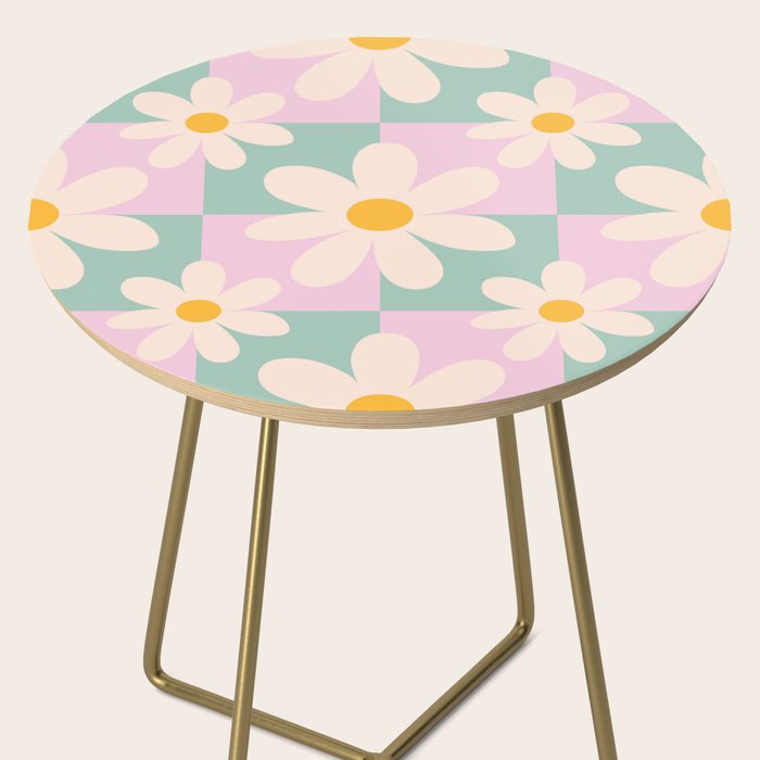 Daisy checkered pattern - Lilac and turquoise  Side Table Gallery Image 2