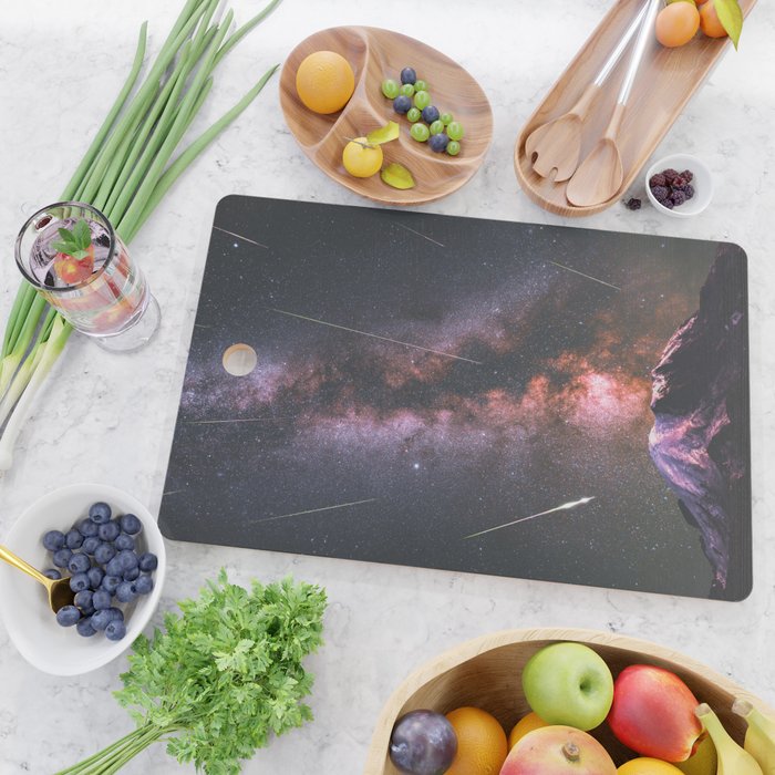 Mount Rainier Under Shooting Stars Cutting Board Gallery Image 2