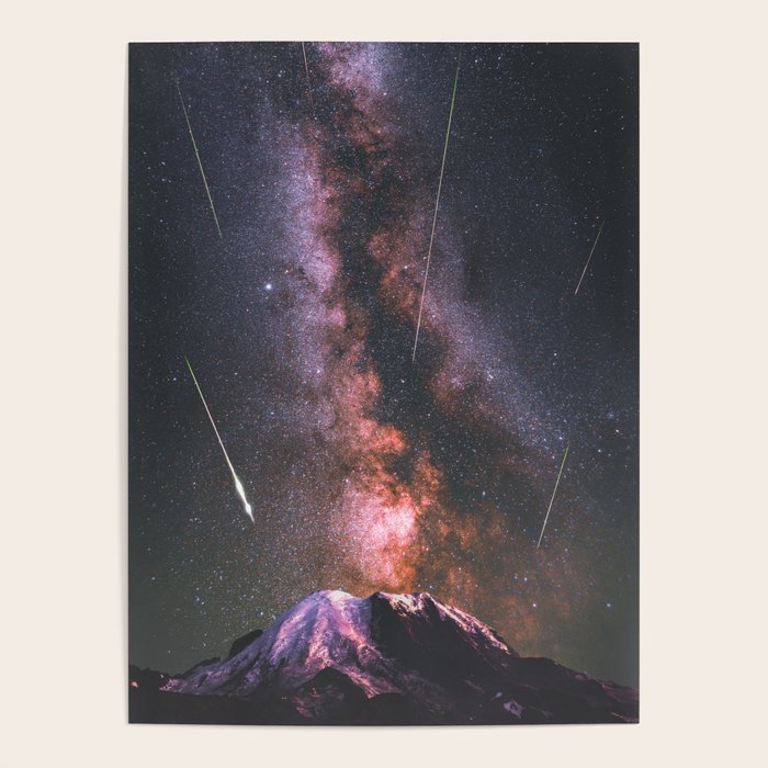 Mount Rainier Under Shooting Stars Poster Gallery Image 4